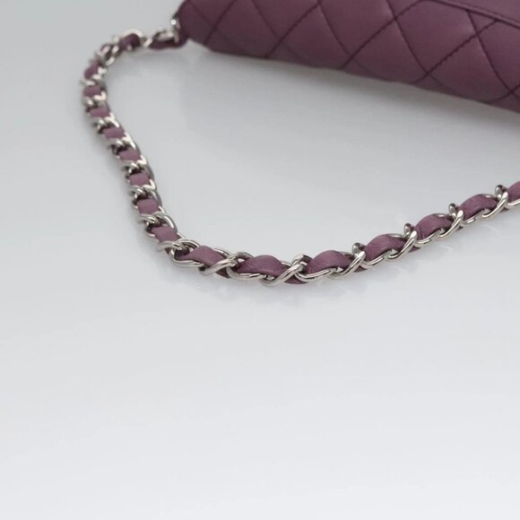 CHANEL Matelasse Chain Shoulder Bag Lamb Skin Purple CC Auth 110303AV - Picture 8 of 16